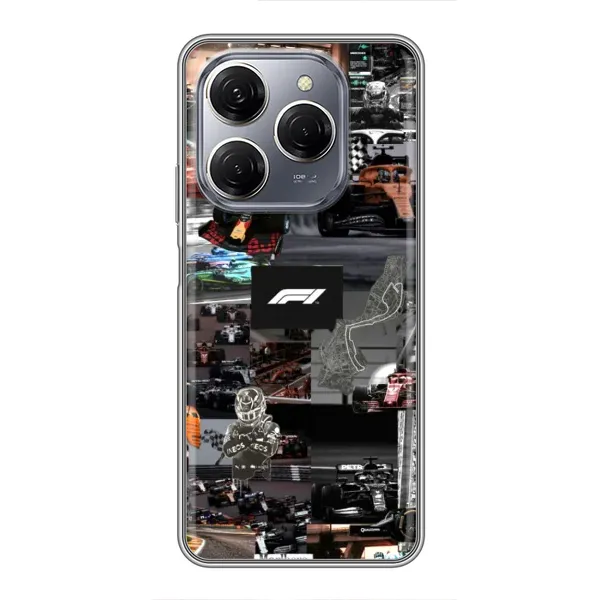 Чохол з принтом «Гоночний колаж Ф1» для TECNO Spark 20 Pro
