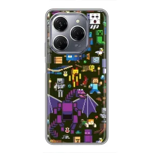 Чехол Майнкрафт на TECNO Spark 20 Pro (AlphaPrint) Minecraft (Коллаж Майнкрафт)
