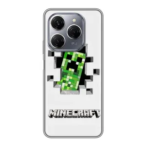 Чехол Майнкрафт на TECNO Spark 20 Pro (AlphaPrint) Minecraft (крипер Майнкрафт)