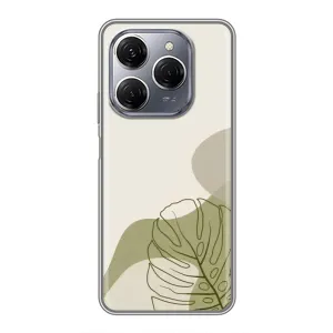 Силиконовый чехол с принтом в цветах на TECNO Spark 20 Pro (Зеленая монстера дизайн)