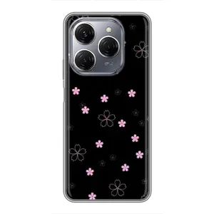 Чохол з розовим принтом для TECNO Spark 20 Pro (Рожеві квіти на чорному)