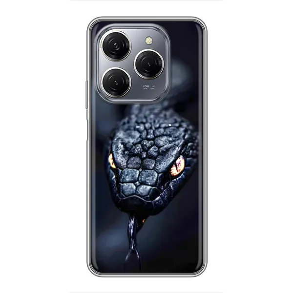 Чехол с принтом «Черная змея» для TECNO Spark 20 Pro