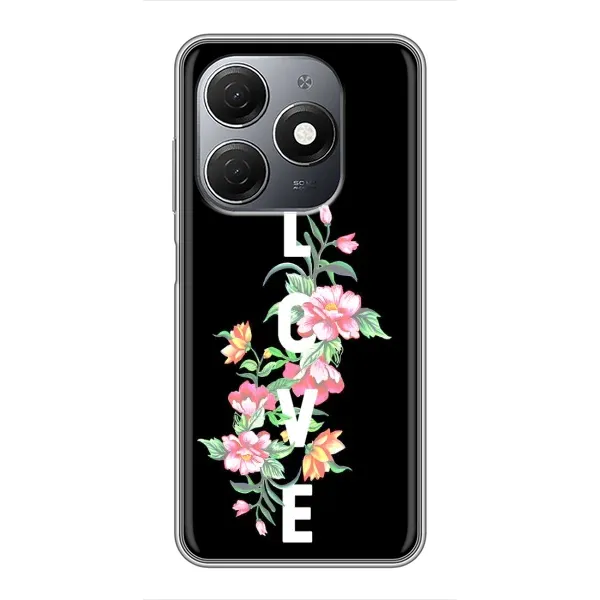 Чехол с принтом «Цветы LOVE» для TECNO Spark 20