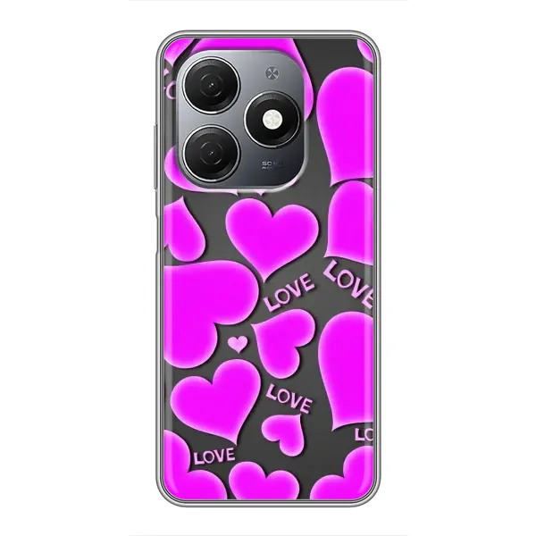 Чехол с принтом «Pink hearts» для TECNO Spark 20
