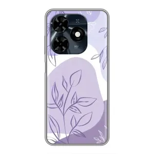 Силиконовый чехол с принтом в цветах на TECNO Spark 20c (Фиолетовые листья абстракция)