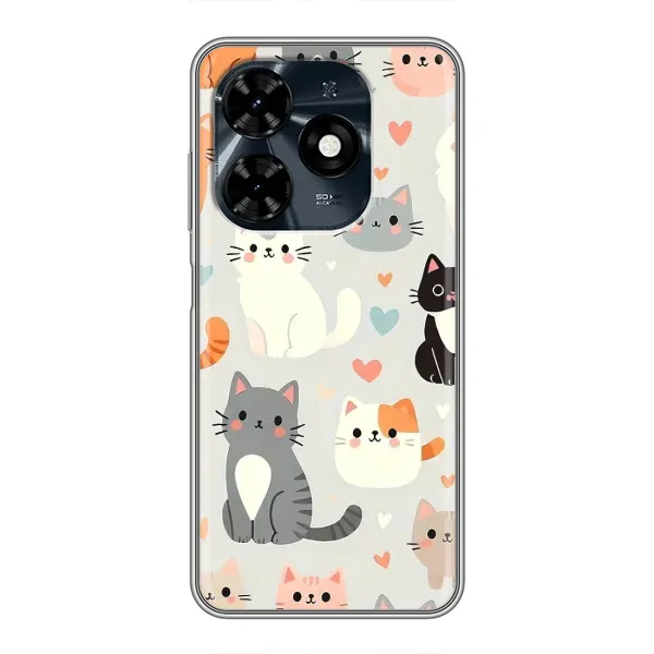 Чохол з принтом «Колаж котів» для TECNO Spark 20c Чохол з принтом «Колаж котів» для TECNO Spark 20c