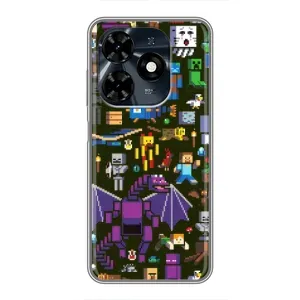 Чехол Майнкрафт на TECNO Spark 20c (AlphaPrint) Minecraft (Коллаж Майнкрафт)