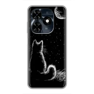 Чохол з принтом для TECNO Spark 20c (AlphaPrint) Модні коти (Котик і місяць)