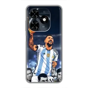 Чехлы для TECNO Spark 20c (Leo чемпион) (AlphaPrint) (Месси с кубком)