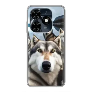 Чохол з Хаскі TECNO Spark 20c - (AlphaPrint) (Селфі Хаскі)