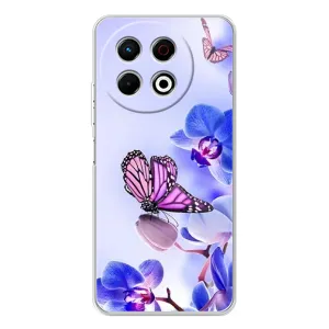 Чехлы с Цветами для TECNO Spark 30 Pro (VPrint) (Бабочка на цветочке)