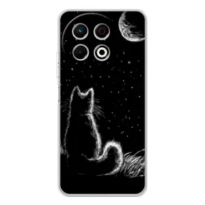 Чохол з принтом для TECNO Spark 30 Pro (AlphaPrint) Модні коти (Котик і місяць)