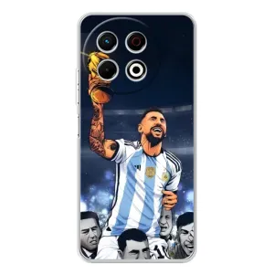 Чехлы для TECNO Spark 30 Pro (Leo чемпион) (AlphaPrint) (Месси с кубком)