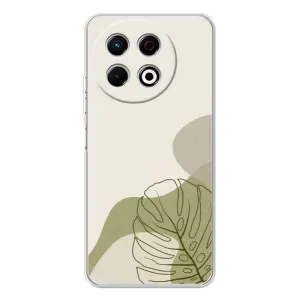 Силиконовый чехол с принтом в цветах на TECNO Spark 30 Pro (Зеленая монстера дизайн)