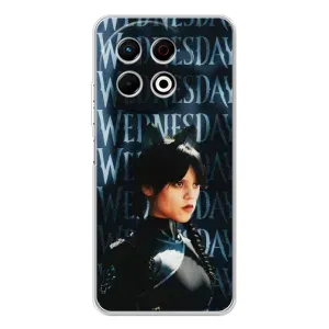 Чехлы Венсдей на TECNO Spark 30 Pro Уэнсдей (AlphaPrint) (Уэнздей кошка)