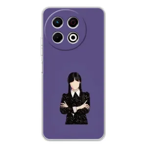 Чехлы Венсдей на TECNO Spark 30 Pro Уэнсдей (AlphaPrint) (Уэнздей в черном)