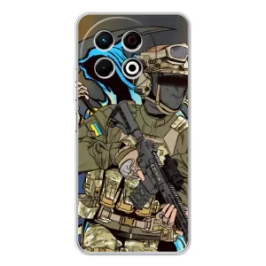 Чехлы с картинкой ЗСУ для TECNO Spark 30 Pro (AlphaPrint) (Воин ВСУ)
