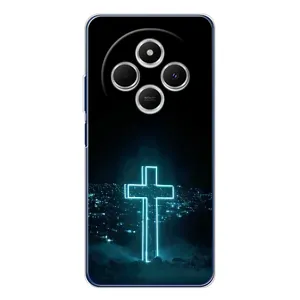 Чехол для Tecno Spark 30 (AlphaPrint) - (Христианские) (Крест и город)