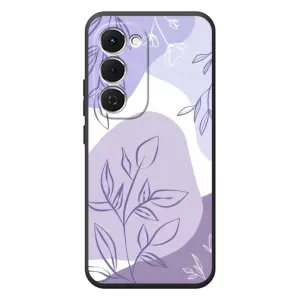Силиконовый чехол с принтом в цветах на Tecno Spark 40 Pro Plus (Фиолетовые листья абстракция)