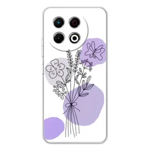 Силиконовый чехол с принтом в цветах на Tecno Spark 40 Pro (Букет фиолетовая абстракция)