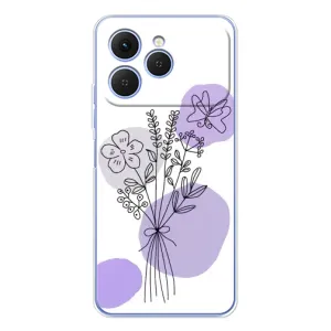 Силиконовый чехол с принтом в цветах на Tecno Spark 40 (Букет фиолетовая абстракция)