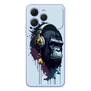 Чехол с Обезьянами Tecno Spark 40 - (AlphaPrint) (Горилла в наушниках)