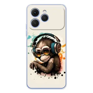 Чехол с Обезьянами Tecno Spark 40 - (AlphaPrint) (Макака в наушниках)