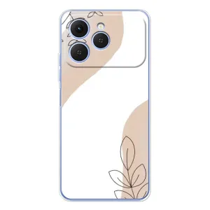 Силиконовый чехол с принтом в цветах на Tecno Spark 40 (Нюдовая веточка абстракция)