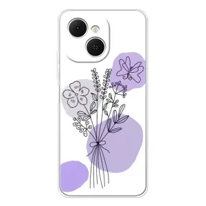 Силиконовый чехол с принтом в цветах на TECNO Spark 40C (Букет фиолетовая абстракция)