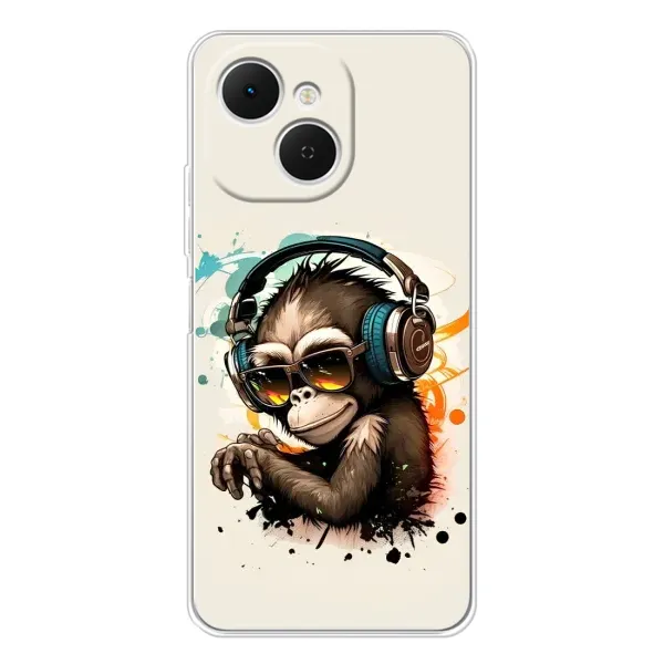 Чехол с принтом «Макака в наушниках» для TECNO Spark 40C Чехол с принтом «Макака в наушниках» для TECNO Spark 40C