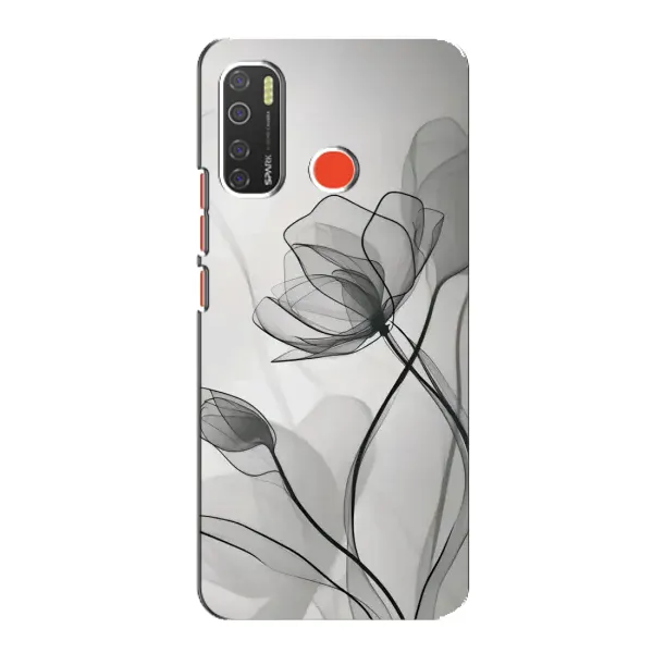 Чохол з принтом «Чорні квіти» для TECNO Spark 5 Pro