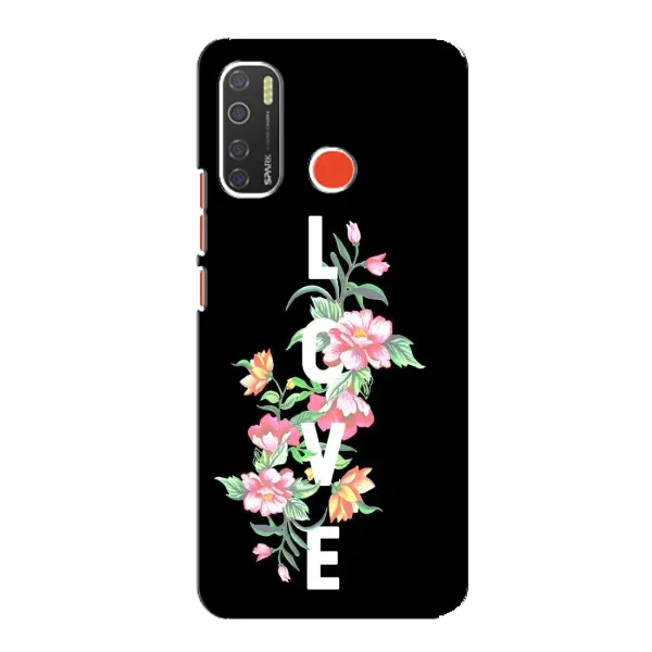 Чехол с принтом «Цветы LOVE» для TECNO Spark 5 Pro