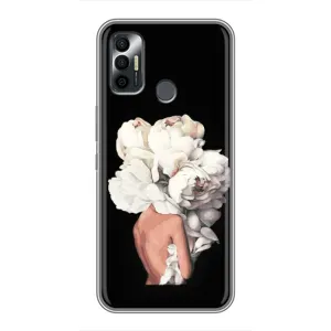 Чехлы (ART) Цветы на TECNO Spark 7 (KF6n) (VPrint) (Білі квіти)