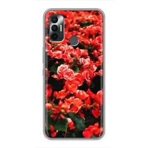 Чехлы с Цветами для TECNO Spark 7 (KF6n) (VPrint) (Цветы красные)