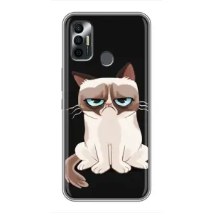 Чохол з принтом для TECNO Spark 7 (KF6n) (AlphaPrint) Модні коти (Сумний кіт)