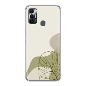 Силиконовый чехол с принтом в цветах на TECNO Spark 7 (KF6n) (Зеленая монстера дизайн)