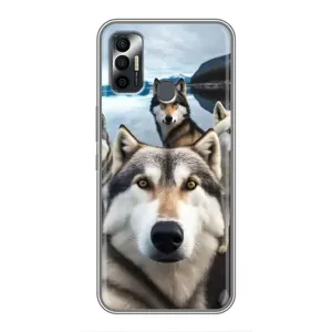 Чохол з Хаскі TECNO Spark 7 (KF6n) - (AlphaPrint) (Селфі Хаскі)