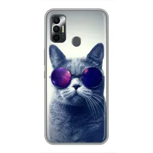 Чохол з принтом для TECNO Spark 7 (KF6n) (AlphaPrint) Модні коти (Стильний кіт)
