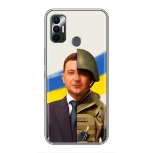 Чохол для TECNO Spark 7 (KF6n) (AlphaPrint - с принтом Зеленського) (Зеленский солдат)