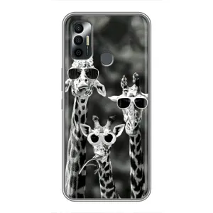 Силіконовий чохол з КАРТИНКАМИ літо для TECNO Spark 7 (KF6n) (AlphaPrint) (Жирафи в окулярах)