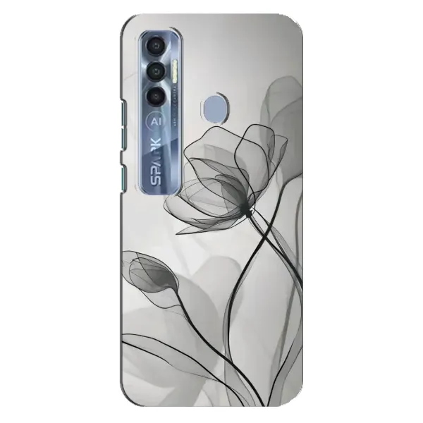 Чехол с принтом «Черные цветы» для TECNO Spark 7 Pro Чехол с принтом «Черные цветы» для TECNO Spark 7 Pro