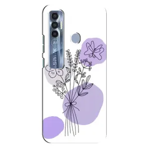 Силиконовый чехол с принтом в цветах на TECNO Spark 7 Pro (Букет фиолетовая абстракция)