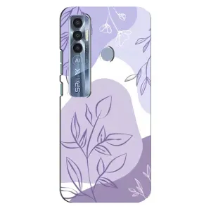 Силиконовый чехол с принтом в цветах на TECNO Spark 7 Pro (Фиолетовые листья абстракция)
