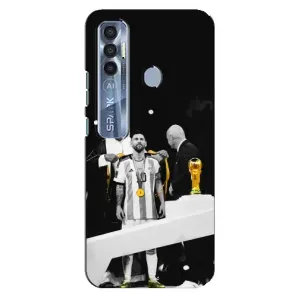 Чехлы для TECNO Spark 7 Pro (Leo чемпион) (AlphaPrint) (Месси в накидке)