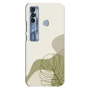 Силиконовый чехол с принтом в цветах на TECNO Spark 7 Pro (Зеленая монстера дизайн)
