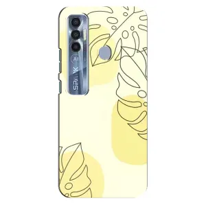 Силиконовый чехол с принтом в цветах на TECNO Spark 7 Pro (Желтая монстера арт)