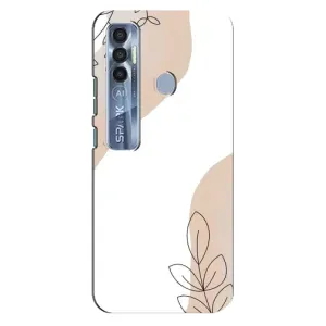 Силиконовый чехол с принтом в цветах на TECNO Spark 7 Pro (Нюдовая веточка абстракция)