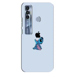 Чехол с принтом Стич на TECNO Spark 7 Pro (Stitch apple)