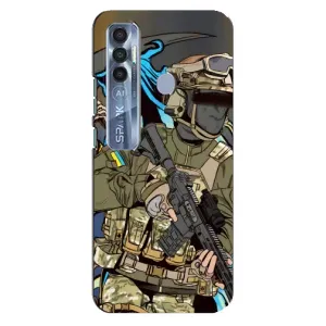 Чехлы с картинкой ЗСУ для TECNO Spark 7 Pro (AlphaPrint) (Воїн ЗСУ)