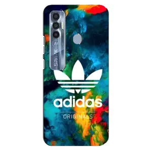 Чохли Адидас для TECNO Spark 7 Pro (AlphaPrint) (Яскравий Адідас)